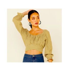 BEYOND THE RADAR WOMENS GINGHAM GREEN PRINT TIE-BACK CROP TOP SZ L - NWOT